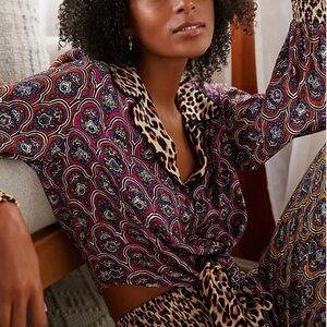 Anthrology Leopard and Paisley Print Women's Top